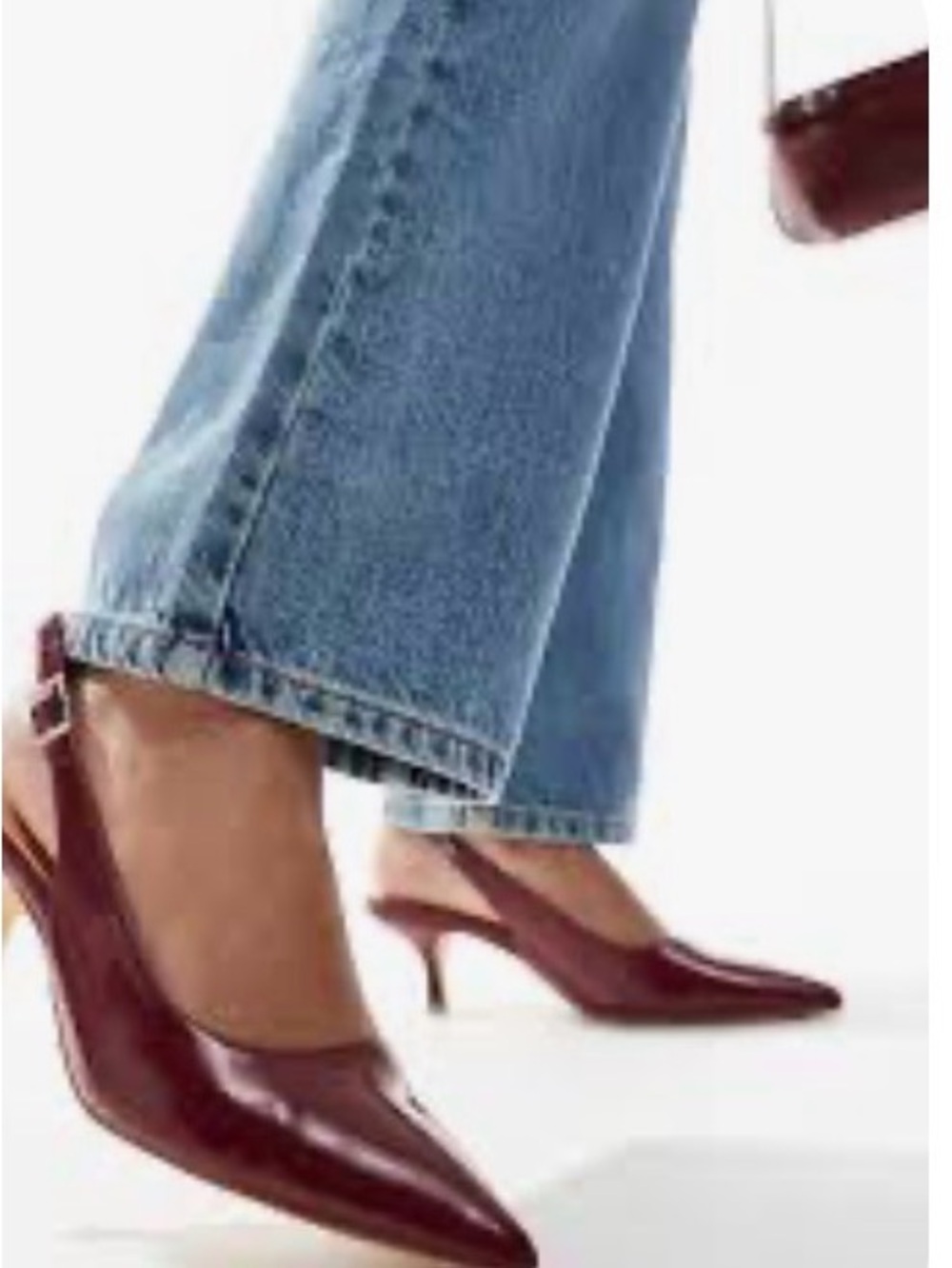 ASOS Burgundy Pointed Slingback Kitten Heels
